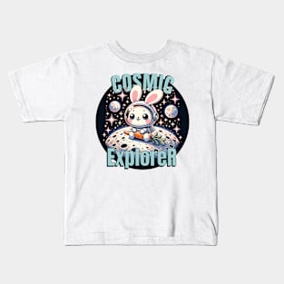 Moon Bunny Telescope: Cosmic Explorer Kids T-Shirt